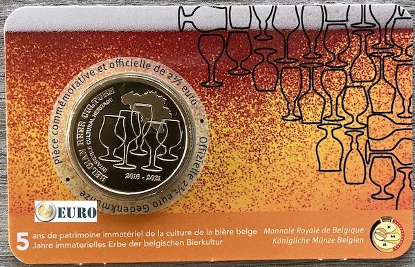 2,50 euro Belgium 2021 - Beer culture 5 years heritage BU FDC Coincard FR