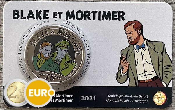 5 euro Belgium 2021 - Blake and Mortimer BU FDC Coincard Coloured