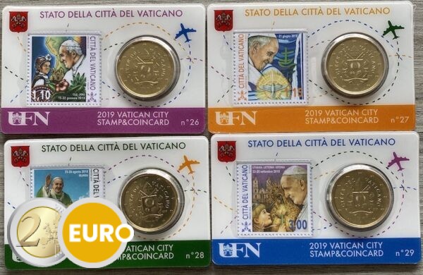 50 cent and stamp coincard Vatican 2019 - nr 26 + 27 + 28 + 29