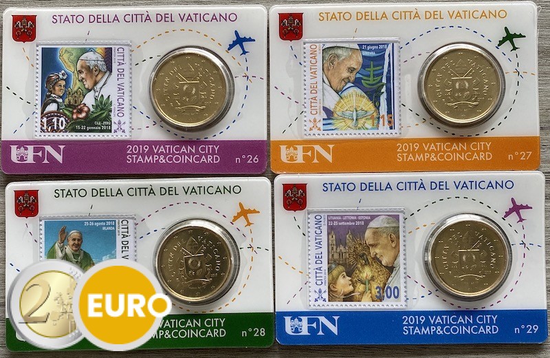 50 cent and stamp coincard Vatican 2019 - nr 26 + 27 + 28 + 29