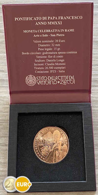 20 euro Vatican 2021 - Saint Peter UNC copper