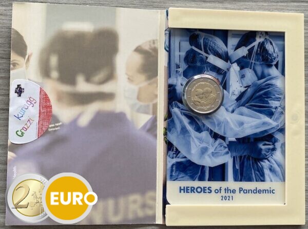 2 euro Malta 2021 - Heroes of the pandemic BU FDC Coincard mint mark MdP