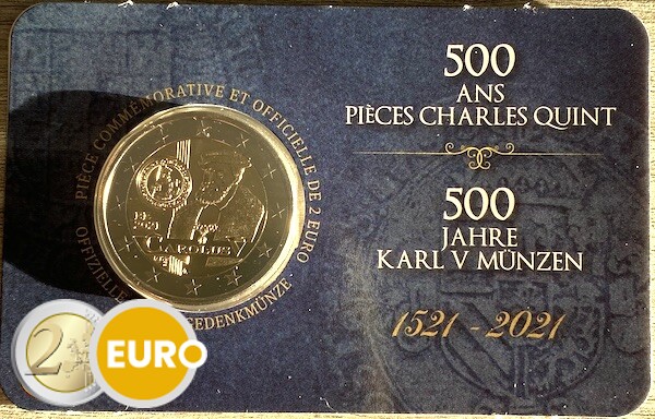 2 euro Belgium 2021 - 500 years Carolus guilder BU FDC Coincard FR