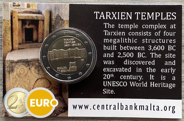 2 euro Malta 2021 - Tarxien Temple BU FDC Coincard MdP Mintmark