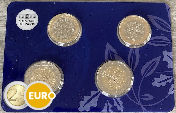 1 + 2 euros Francia 2002 y 2022 - Cuadríptico nueva cara nacional BU FDC