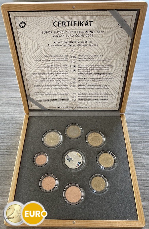Euro set BE Proof Slovakia 2022 Wooden Case - Beijing Winter Olympics