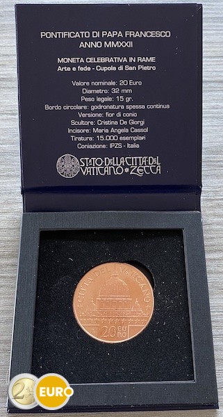 20 euro Vatican 2022 - Basilica Saint Peter BU FDC copper