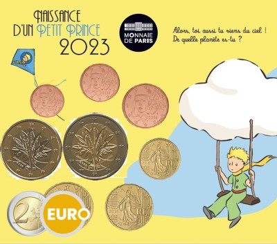 Euro set BU FDC France 2023 - Little Prince birth boy