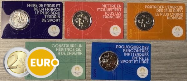 5 x 2 euro France 2022 - Genius Discus Throw – Arc de Triomphe BU FDC Coincard