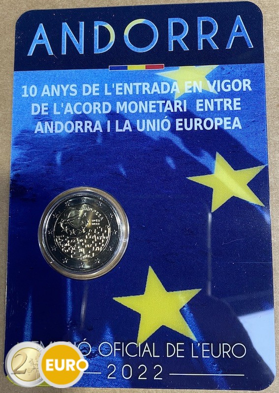 2 euro Andorra 2022 - Monetary Agreement EU BU FDC Coincard