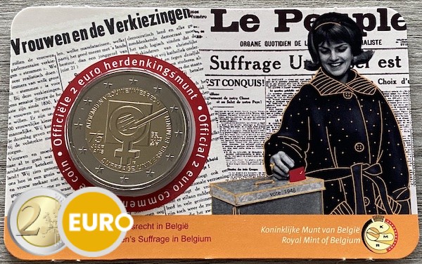 2 euro Belgium 2023 - 75 years women's suffrage BU FDC Coincard NL