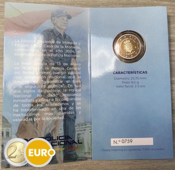 2 euros Espagne 2024 - Corps de la police nationale BE Proof