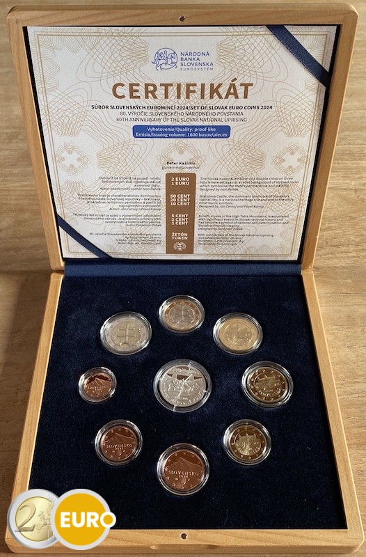 Euro set BE Proof Slovakia 2024 - Slovak National Uprising - Wooden Case