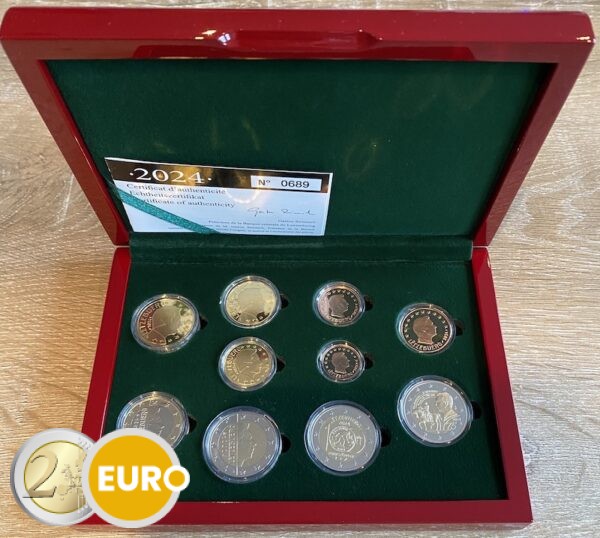 Euro set BE Proof Luxembourg 2024 + 2 x 2 euro Feierstëppler William II KNM Mintmark