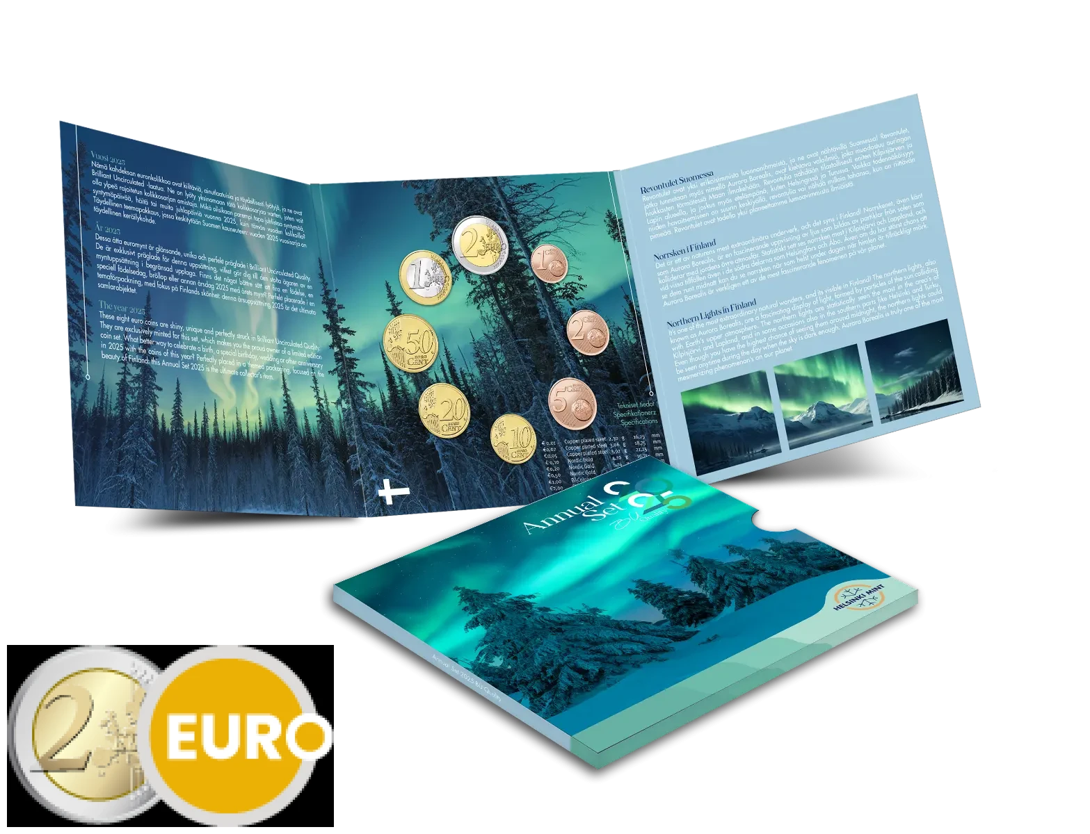 Euro set BU FDC Finland 2025 Finnish nature
