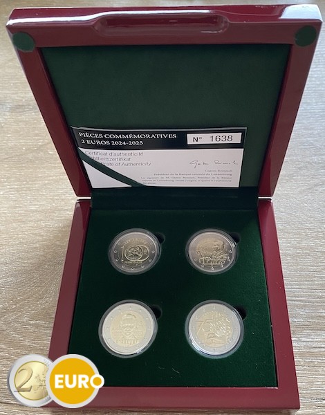 4 x 2 euro BE Reverse Proof Luxembourg 2024 and 2025 KNM Mintmark