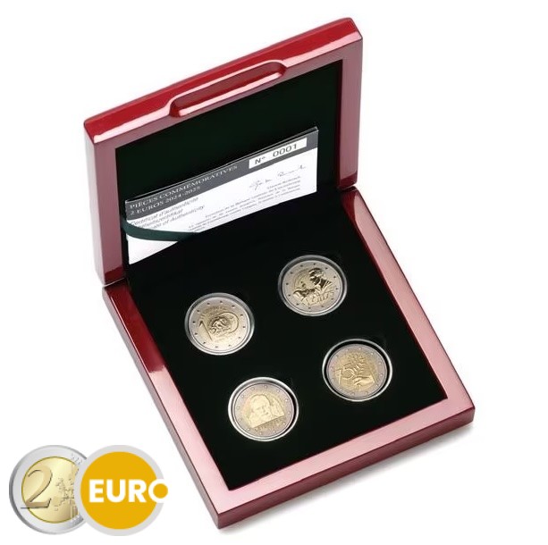 4 x 2 euro BE Reverse Proof Luxembourg 2024 and 2025 KNM Mintmark