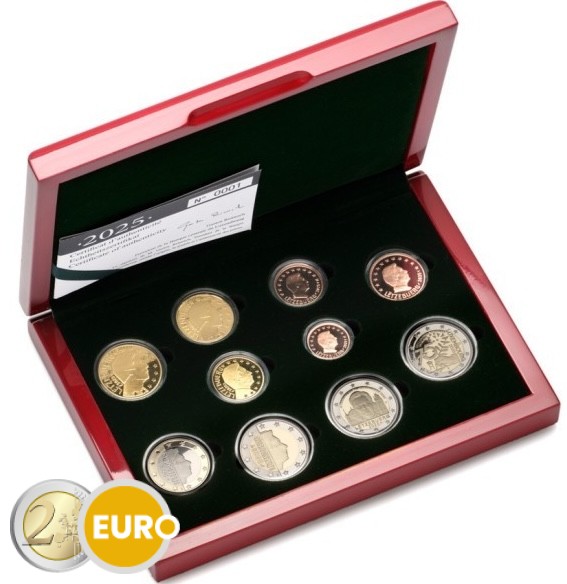 Euro set BE Proof Luxembourg 2025 + 2 x 2 euro Schuman accession to the throne Henri D Mintmark