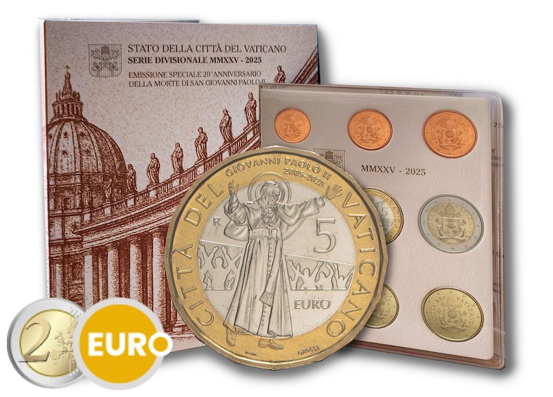Euro set BU FDC Vatican 2025 + 5 euro Jean Paul II