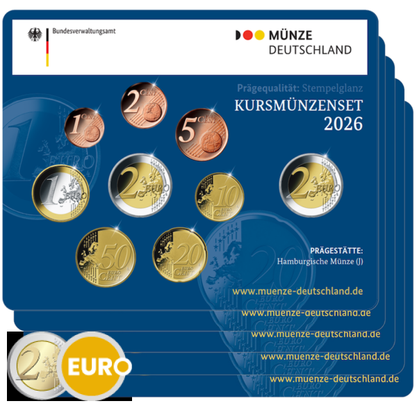 Euro set BU FDC Germany 2026 - ADFGJ + 2 euro Bremen