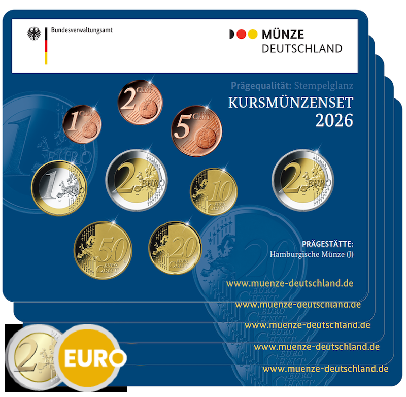 Euro set BU FDC Germany 2026 - ADFGJ + 2 euro Bremen