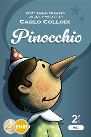 2 euro Italy 2026 - Carlo Collodi Pinocchio BU FDC Coincard