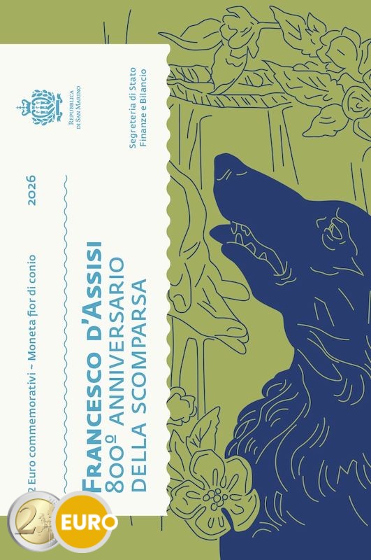 2 euro San Marino 2026 - Francis of Assisi BU FDC