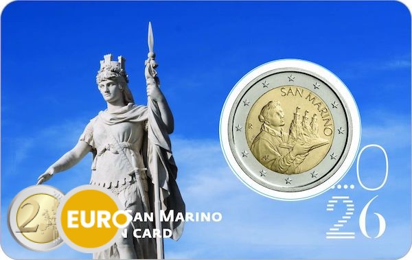 2 euro San Marino 2026 - Saint Marinus BU FDC Coincard Statue of Liberty
