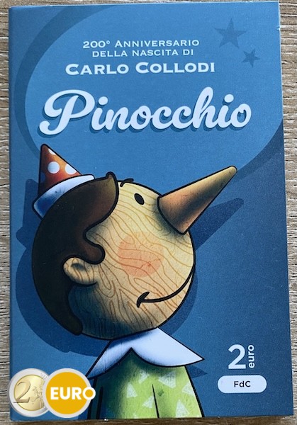 2 euro Italy 2026 - Carlo Collodi Pinocchio BU FDC Coincard