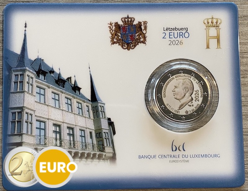 2 euro Luxembourg 2026 - Accession to the throne Guillaume BU FDC Coincard KNM Mintmark
