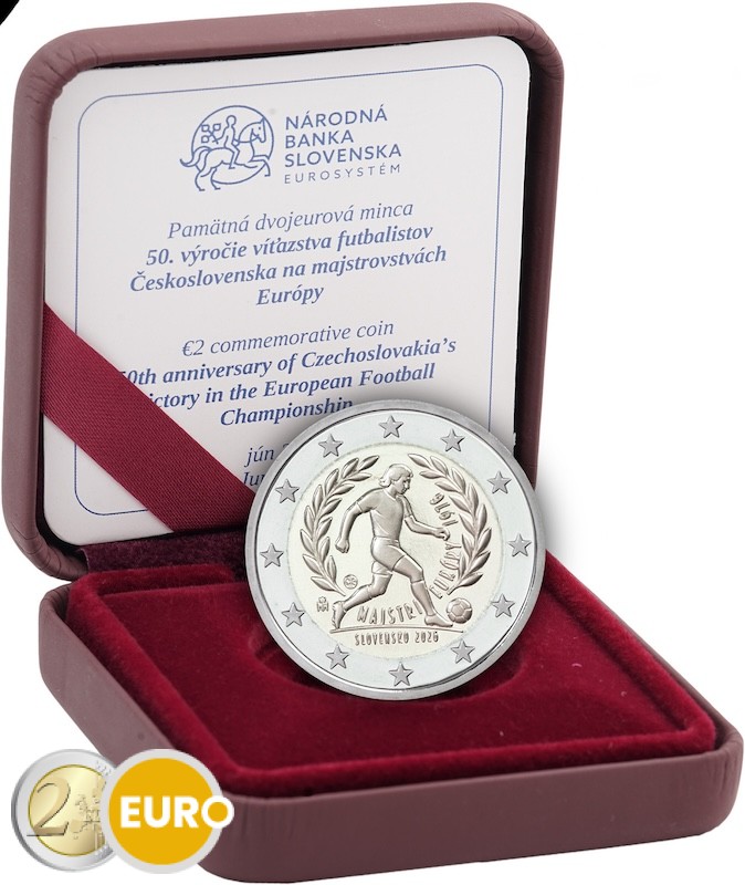 2 euro Slovakia 2026 - European Championship Football victory 1976 BE Proof