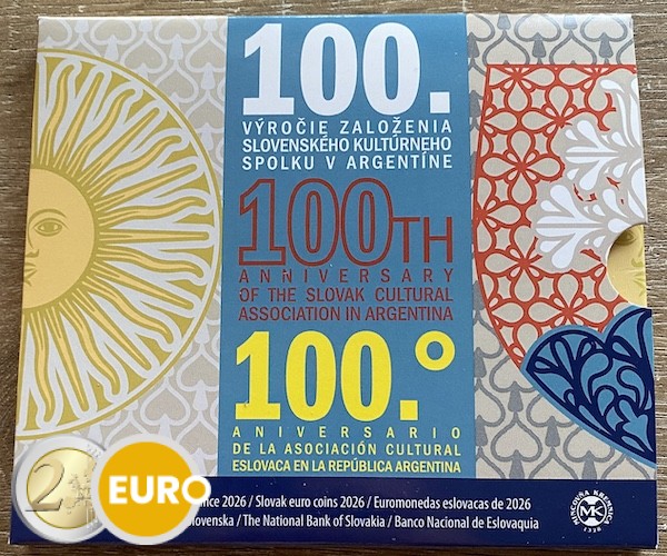 Euro set BU FDC Slovakia 2026 - Slovak Cultural Association in Argentina