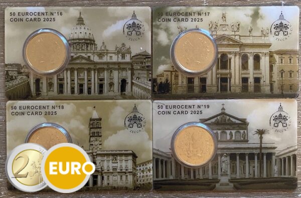 0,50 euro Vatican 2025 coincard nr 16 + 17 + 18 + 19 Roman Papal Basilicas