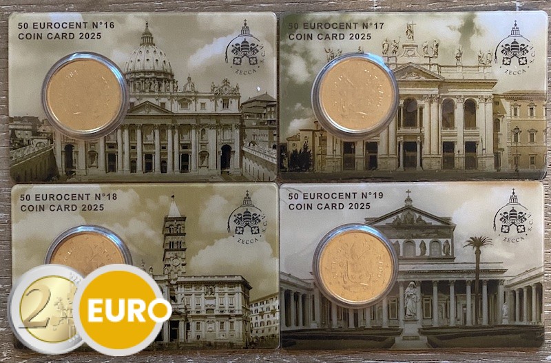 0,50 euro Vatican 2025 coincard nr 16 + 17 + 18 + 19 Roman Papal Basilicas
