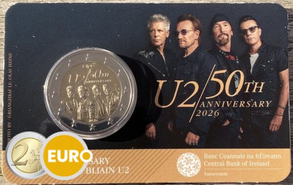 2 euro Ireland 2026 - 50 years U2 BU FDC Coincard