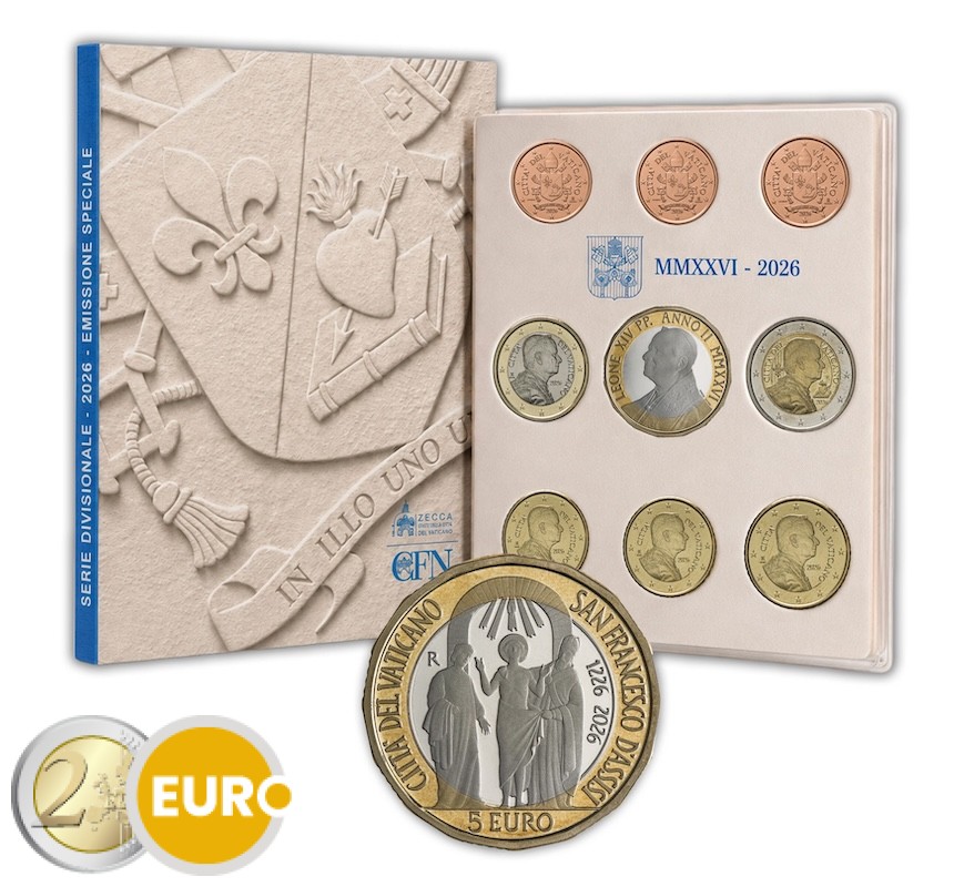 Euro set BU FDC Vatican 2026 + 5 euro Francis of Assisi
